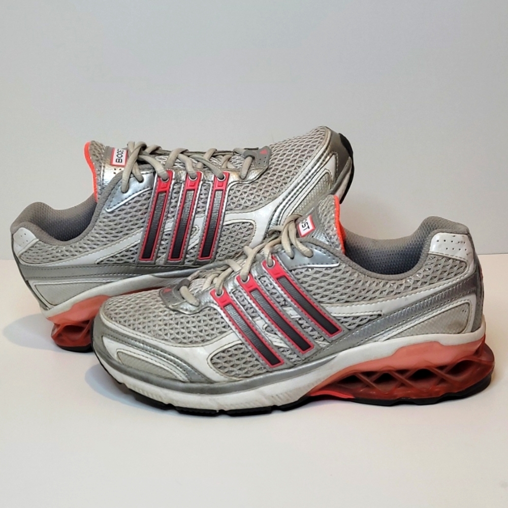 Adidas Boost Running Shoes White Silver Pink 378075 Low Top Women's size 6